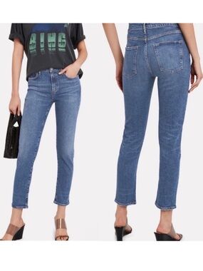 AGOLDE Toni High-Rise Slim Straight Jeans in Medium Blue Size 29